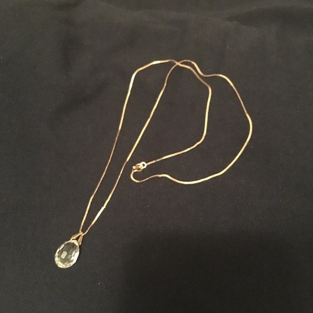 Vintage 14k Yellow Gold Necklace Teardrop Charm